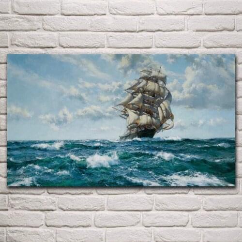 Trip on sailing ship ocean clouds nautical artwork living room art decor home decor art print fabric poster KP254