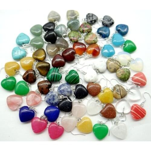 Natural stone lapis Quartz crystal Turquoises Heart-shaped charms Earring for diy Jewelry making Earring Pendant Accessories