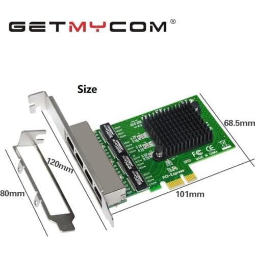 Network Card 10/100/1000M PCI-E PCI Express 4 Port Gigabit Ethernet to 4x Gigabit LAN Adapter Ethernet Network Card for Desktops