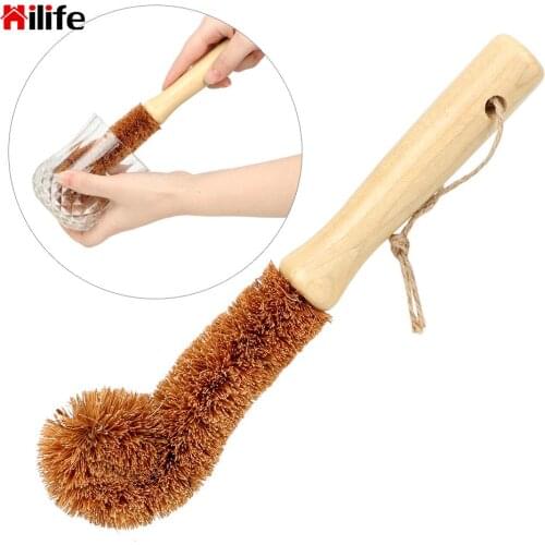 Long Handle Bottle Brush Cleaning Brush Non-stick Skillet Glass Decontamination Pot Brush Coconut Palm Cup Brush