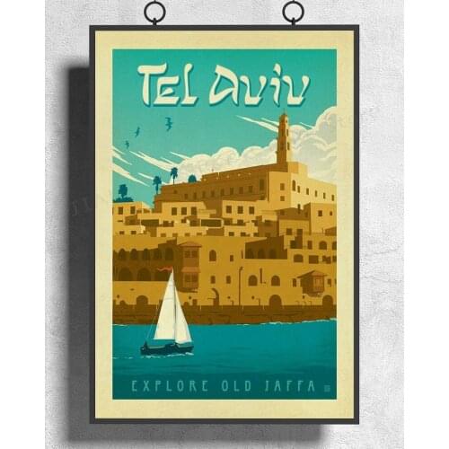 H450 Silk Poster Home Decoration Tel Aviv Israel Explore Old Jaffa Vintage Travel Wall Art Christmas Gift
