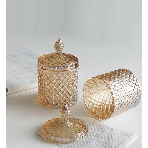 Nordic crystal glass candy jar transparent with lid storage sugar bowl storage jar living room jewelry decoration jewelry box