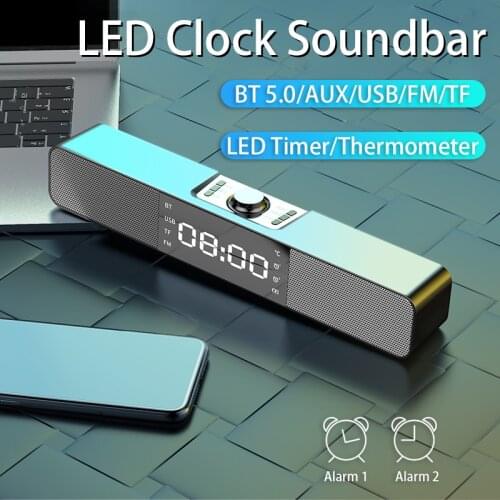 LED TV Sound Bar Alarm Clock AUX USB Wired Wireless Bluetooth Speaker Home Theater Surround SoundBar for PC TV Computer Speakers