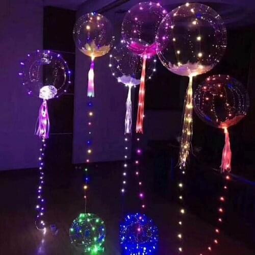 18 Inch Luminous Led Balloon 3M 30 LED Air Balloon String Lights Round Bubble Helium Balloons Kids Toy Wedding Party Decoration