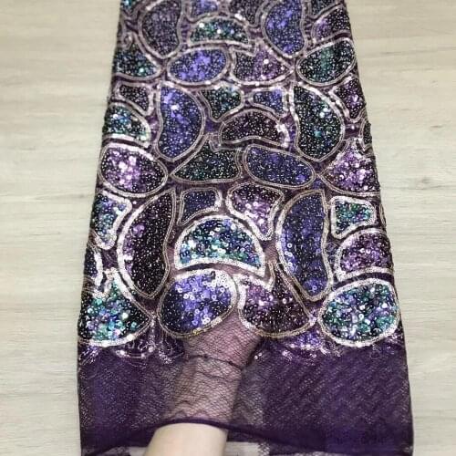 Top grade tulle lace with sequins African French fabric SYJ-10407 embroidery cord lace fabric