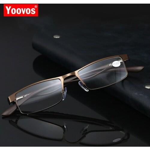 Yoovos 2021 Reading Glasses Women Luxury Metal Glasses Frame Men Classic Brand Designer Anti-Blue Light Glasses Gafas De Hombre