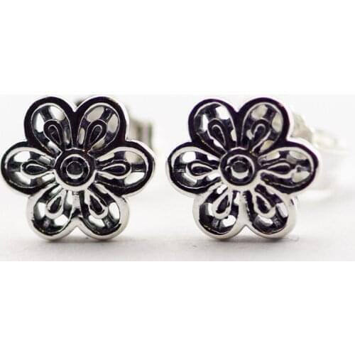 Floral Daisy Lace Women Earrings Spring Vintage Flower Stud Earring for Women 925 Sterling Silver Jewelry Small Earrings Girls