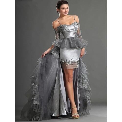 Women Long Tulle Evening Dresses Spaghetti Strap A Line Appliques Beaded Satin Dubai Saudi Arabic Evening Gown Prom Dress