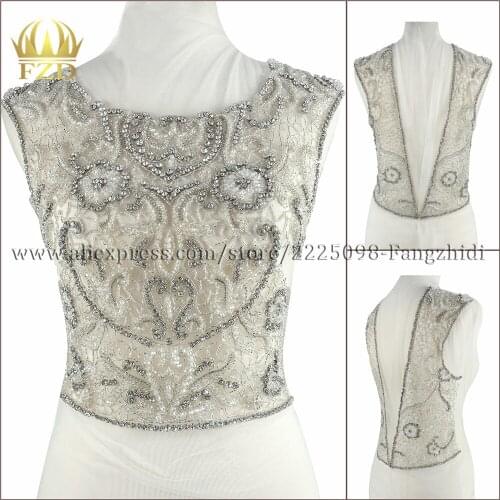 1 Set Luxury stone Beaded Crystal Rhinestone Applique Patches for Wedding Dress DIY Bridal garment