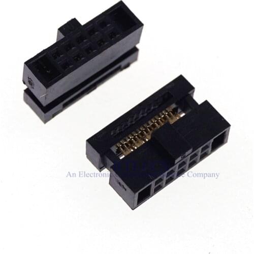 10 Pcs 0.050" 1.27mm 10 Pin dual Row IDC Connector 2x5 P 10 position Rectangular Female Socket Receptacle Ribbon Cable