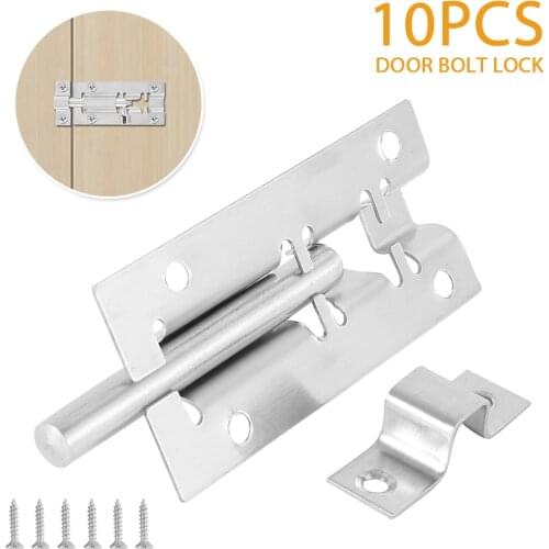 10 Pcs 3 Inch Silver Color Stainless Steel Door Latch Sliding Lock Barrel Bolt Latch Gate Safety Lock Door Hardware Accessories