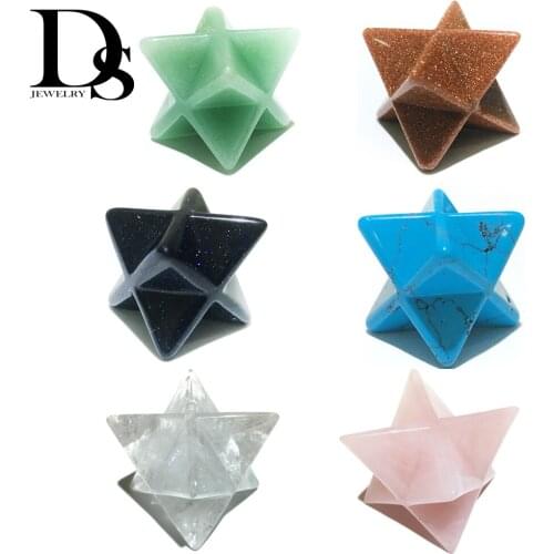 2cm Natural Quartz Crystal Merkaba Star Crystal Stone Pendant Necklace Sacred Protection Healing Anti Radiation Energy Minerals