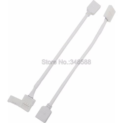 5pcs 10mm 4 Pins RGB LED Strip Connector Solderless PCB with Female Connector 15cm White Cable for 5050 3528 SMD RGB LED Strip