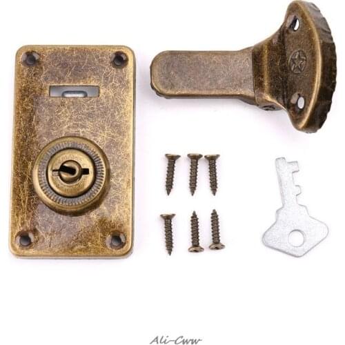 Bronze Tone Leather Suitcase Buckle Box Vintage Metal Lock Antique Toggle Hasp Latch