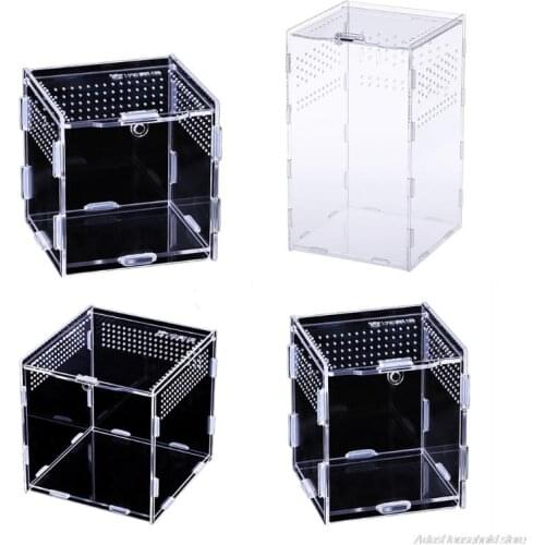 Insect Breeding Case Reptile Transparent Feeding Box Good Ventilation Acrylic Habitat for Spiders Scorpions Centipedes Dropship