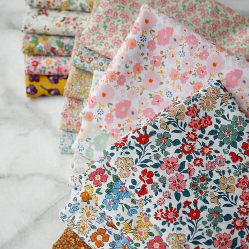 Flower Cotton Fabric Poplin By The Meter for Dress Skirt Clothing Pants Sewing Summer Thin Floral Small Printed Textile Per Diy
