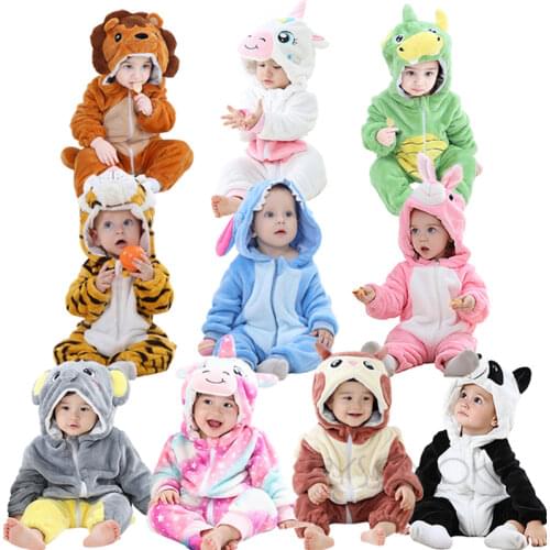 Baby Cartoon Romper Newborn Infant Clothing Boy Girl Pajamas Animal Onesies Jumpsuit Licorne Panda Costume Winter Baby Rompers