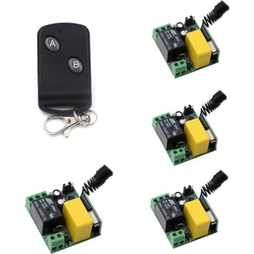 Hot Sale Remote Control Switch 315/433Mhz Light Lamp LED Power Wireless Controller AC 220V 1CH 10A 4*Mini Receiver & Transmitter