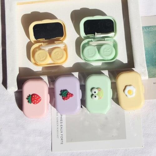 Women Mini Rubber Paint Small Contact Lens Case With Mirror Women Colored Contact Lenses Box Eyes Contact Lens Container Gift