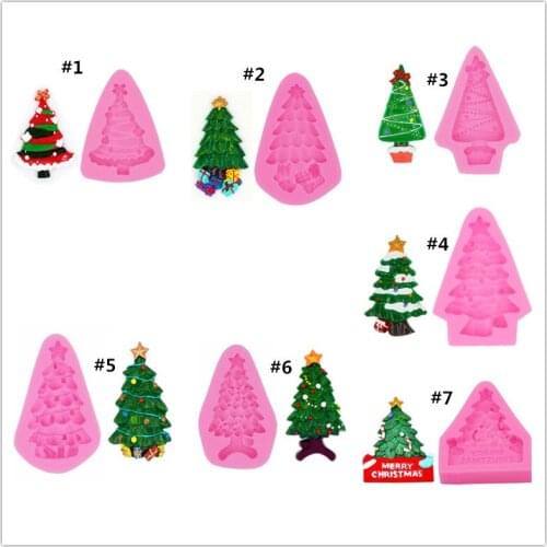 Gadgets 7 Style Christmas tree silicone mold Christmas Tree Presents Silicone Rubber Flexible Food Safe Mold resin, clay,mold