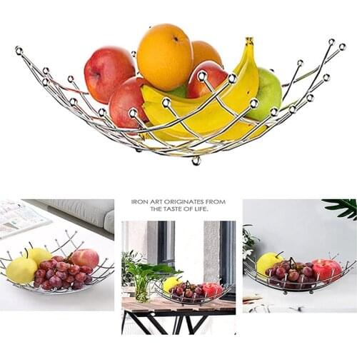 HOT-Fruit Basket Living Room Desktop Metal Fruit Bowl Creative Fashion Storage Basket for Bread, Fruits, Vegetable, Snacks