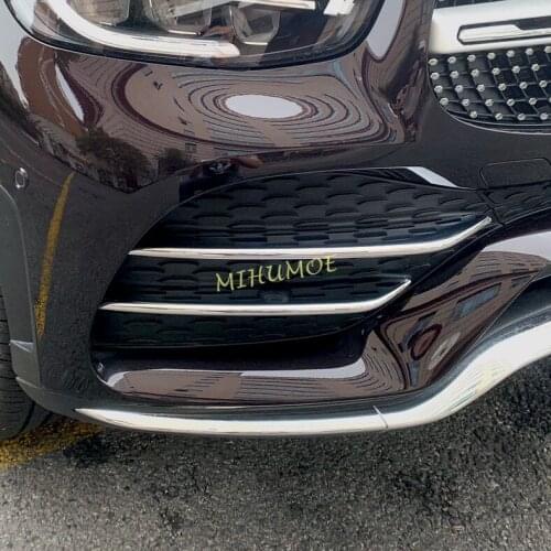 Chrome Bumper Grille Fog Light Cover Trims For 2020 2021 Mercedes GLC X253 C253