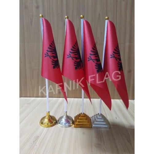 KAFNIK,5/10pcs a lot Albania table desk flag banner 14*21cm flag /Plastic flags or suction cups for your choice free shipping
