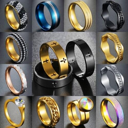 8MM Punk Titanium Steel Roman Numeral Twist Chain Rings For Men Polished Black Rock Biker Wedding Masonic Ring Jewelry Gift