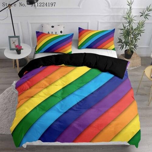 Colorful Duvet Cover Sets Fashion Bedding Set 3D Rainbow Printing Quilt Cover Single Double Queen King Size Adult Bedclothes
