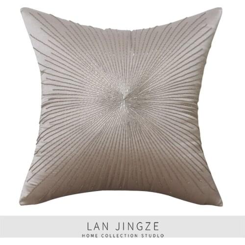 LAN JINGZE Luxury Beaded Decorative Cushion Cover Solid Home Decor Pillows Modern Simple Cushions For Sofa Livingroom 50x50cm