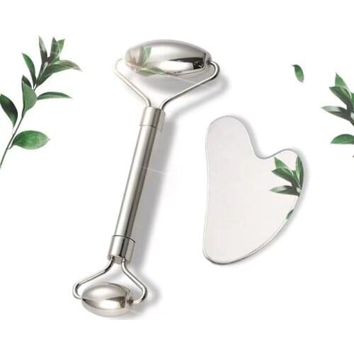 Stainless Steel Facial Massage Roller Gua Sha Tool Set Massager for Face Body Beauty Slimming Anti Wrinkle Beauty SPA Care Tools