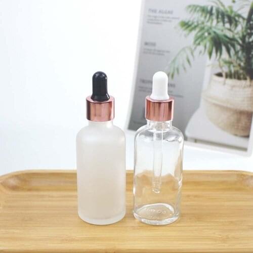 50ml Frosted Glass Dropper Bottle Empty Cosmetic Packaging Container Vials Essential Oil Clear Bottles