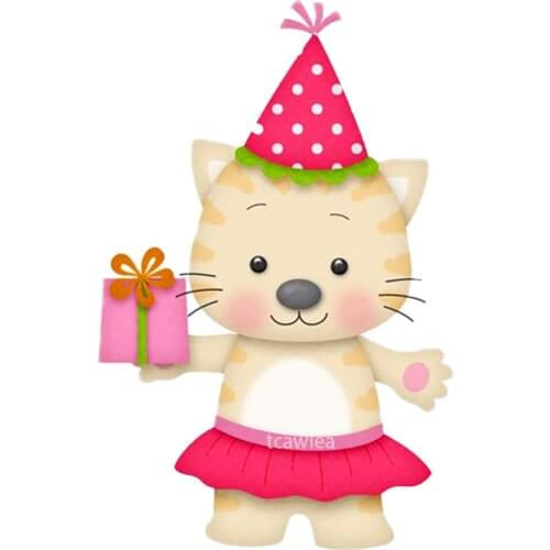 Lovely Birthday Gift Cat Metal Cutting Dies Pet Stencil for DIY Scrapbooking Cards Decorative Craft