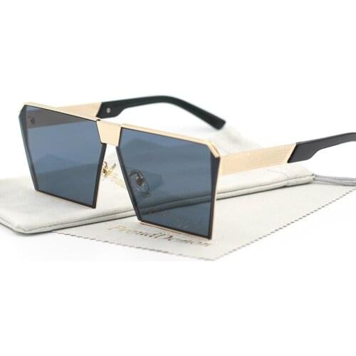 Fashion Brand Designer Square Flat lens Sun Glasses Mirror Women Sunglasses Men Hip Hop Oversized Lady Eyeglasses Male FDA UV400