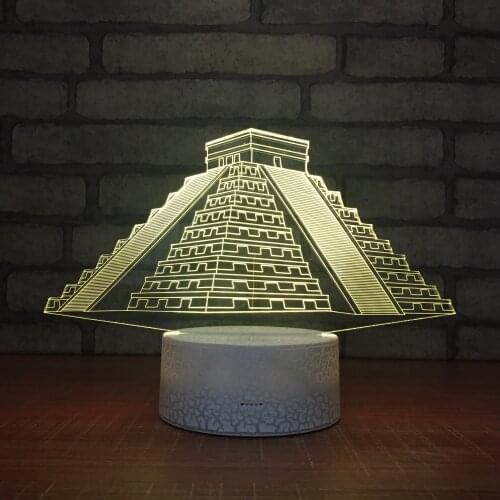 3D Illusion Night Light Colorful Pyramid Table Desk Lamp Touch Base Remote Control for Kids Bedroom Decor Creative Gift