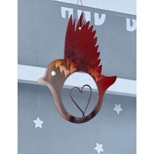 New Love Shape Iron Art Bird Hanging Pendant Balcony Wall Hanging Metal Craft Ornaments Home Garden Exquisite Decor