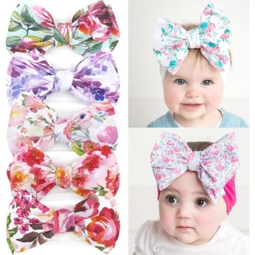 Bow Baby Girl Accessories Headbands 2020 Fashion New Toddler Girls Hair Clips Print Floral Elastic Hair Bands for New Born Kids