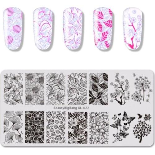 Nail Stamping Plates Flower Bird Geometry Spring Series Designs Nail Template Stamp Image Manicure Stamp Plate DIY Nail Tool