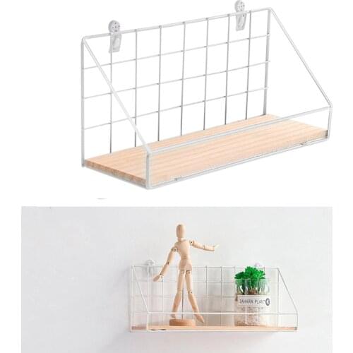 Modern Floating Wall Retro Industrial Style Metal Shelf Rack Small White