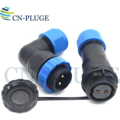 SP20 Waterproof Connector 2 3 4 5 6 7 9 10 12 14 pin Aviation 20mm Panel Mount Right Angle Docking Connector Plug & Socket IP68