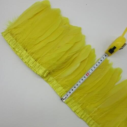 Yellow Goose Feather Trims 10 Meter/Lot Dyed Real Geese Feather Fringes Ribbons for Dress Skirt Cloth Belt decorative Clothing