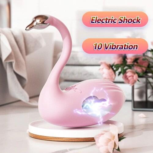 Swan Shape Electric Shock Eggs Vibrator Wearable Vagina Clitoris G Spot Stimulation Remote Control Sex Toys For Women Couples