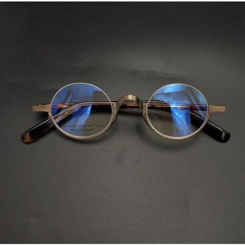 Japanese Vintage titanium metal small round glasses men and women optical glasses frame retro oval lower half frame myopia