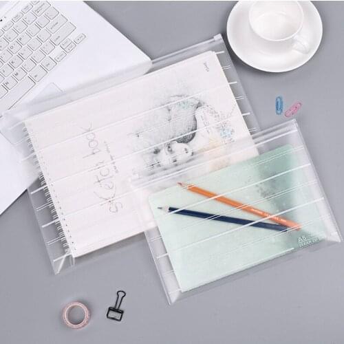 1pcs A4 pull-side storage bag transparent frosted paper bag Bill information storage portfolio