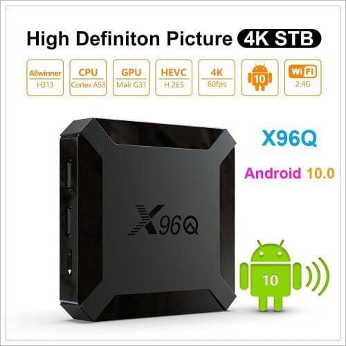 10PCS X96Q TV Box Android 10.0 4k HD Smart TV Box Allwinner H313 Quad Core 2GB 16GB Netflix Youtube Media Player Wifi 2.4G