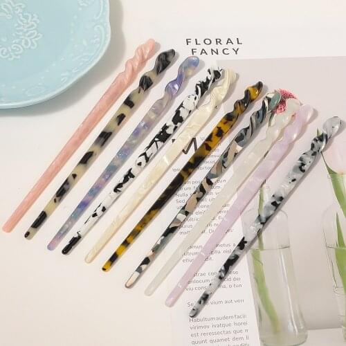 2021 retro style simple leopard-print marble acetate Hair Sticks hairpin Barrettes for Women girl Hair Accessories Headwear