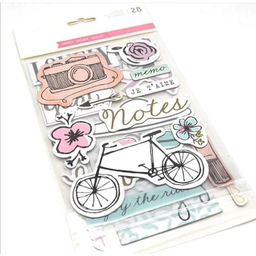 28pcs enjoy life Cardstock Die Cut Stickers for Scrapbooking Happy Planner/Card Making/Journaling Project Craft