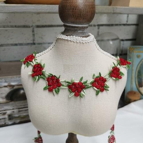 3meters/lot 3cm Wide Retro Nural Style Rose Flower Embroidered Lace Trimming X902