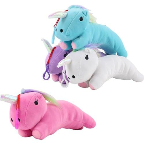 30cm Unicorn Plush Toy Pink Unicorn Stuffed Pen Bag Pencil Case Gift for Children