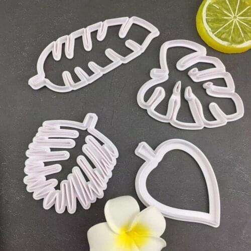 4Pcs Leaf Leaves Jungle Biscuit Cookie Cutter Chocolate Fondant Cake Decor Mold DIY Cookie Cutter Mold Bakeware Kitchen Tools